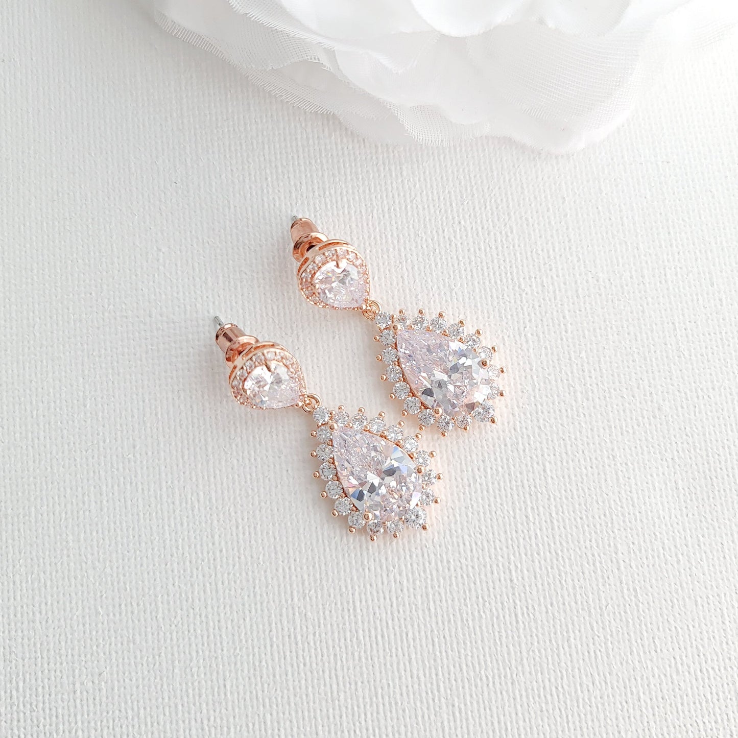 Wedding Jewellery Set in Rose Gold and Crystals-Raya