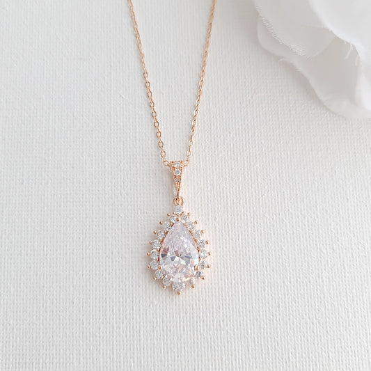 Gold Bridal Pendant Necklace - Raya