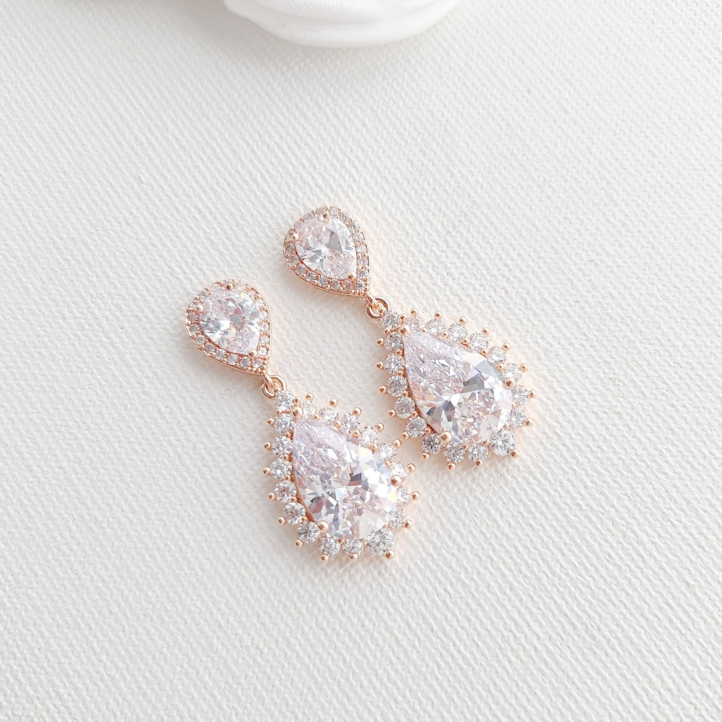 Wedding Jewellery Set in Rose Gold and Crystals-Raya