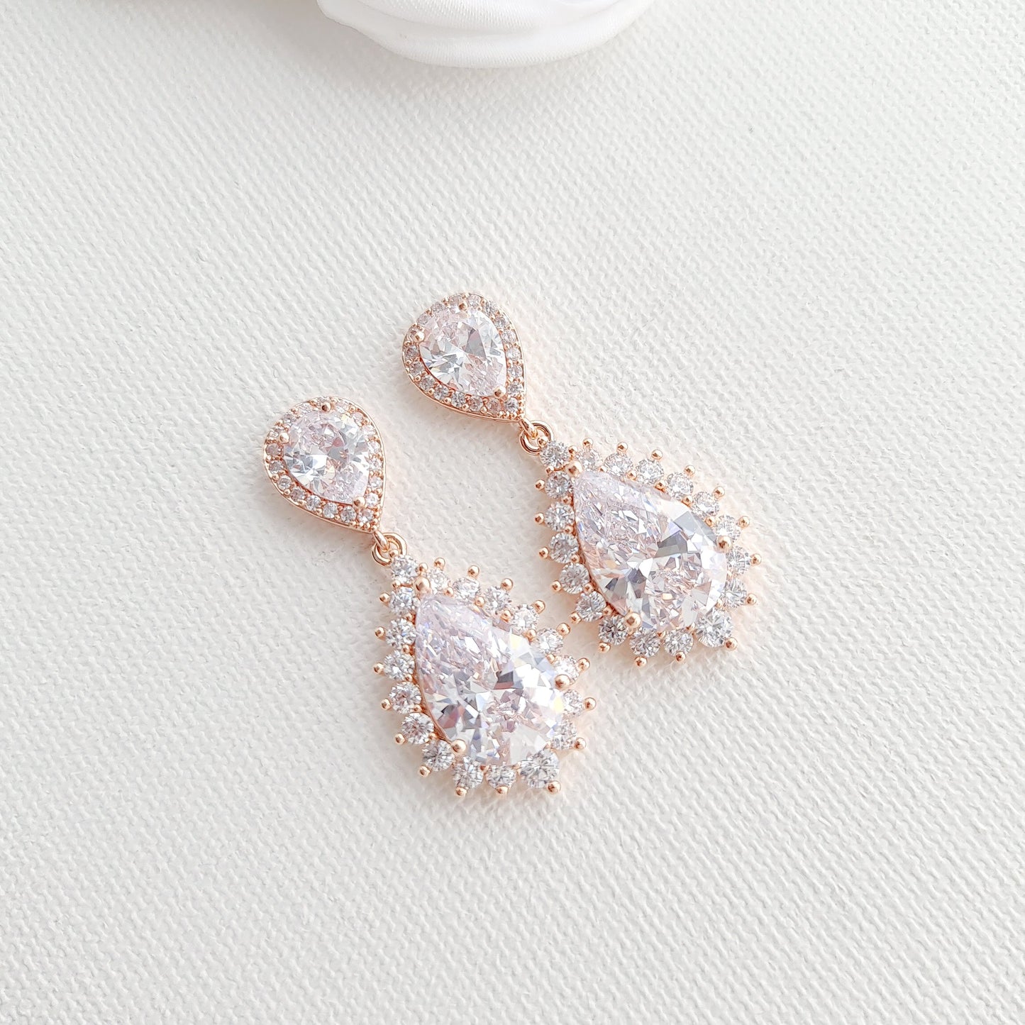 Wedding Jewellery Set in Rose Gold and Crystals-Raya