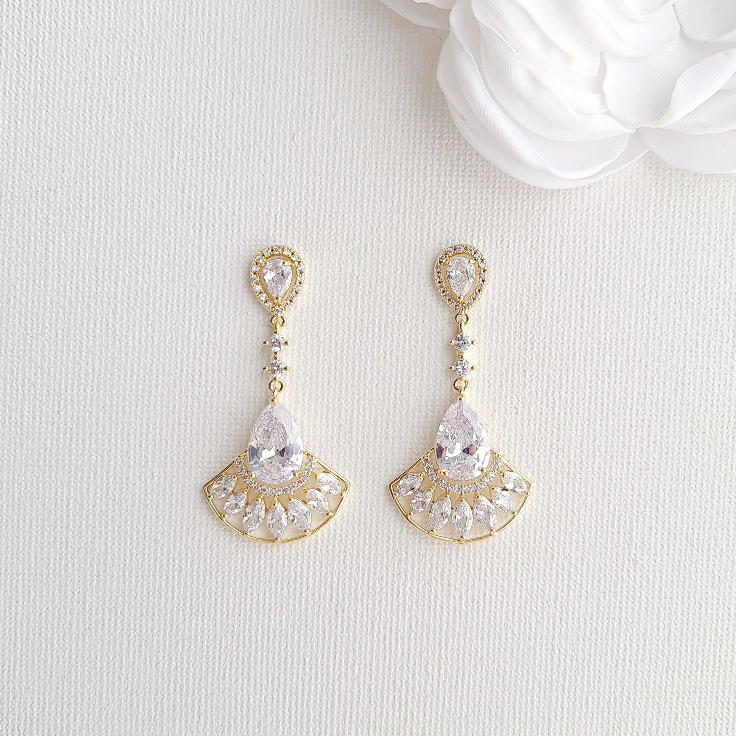 Gold and Cubic Zirconia Jewellery Set-Ilana