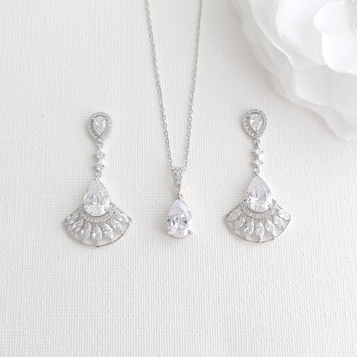 Special Occasion Earrings Necklace Bracelet Jewellery Set-Ilana
