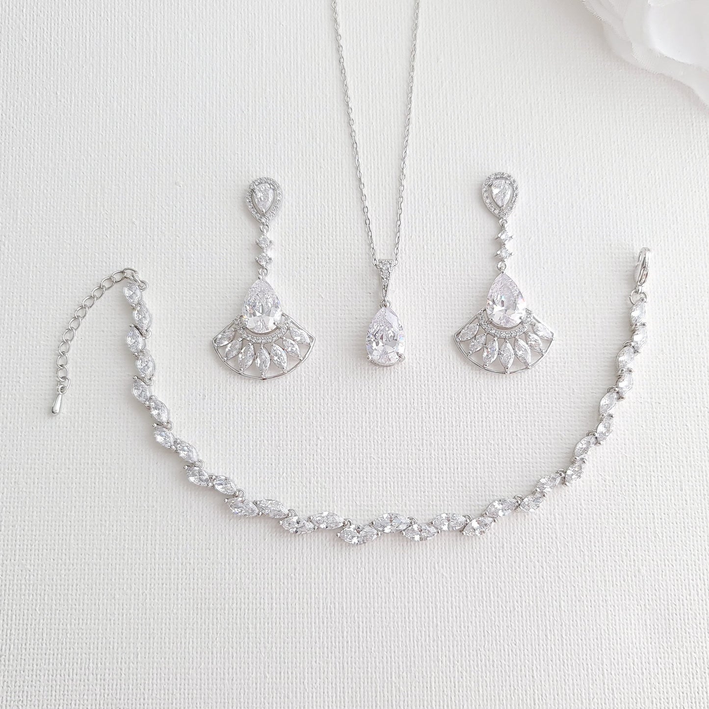 Special Occasion Earrings Necklace Bracelet Jewellery Set-Ilana