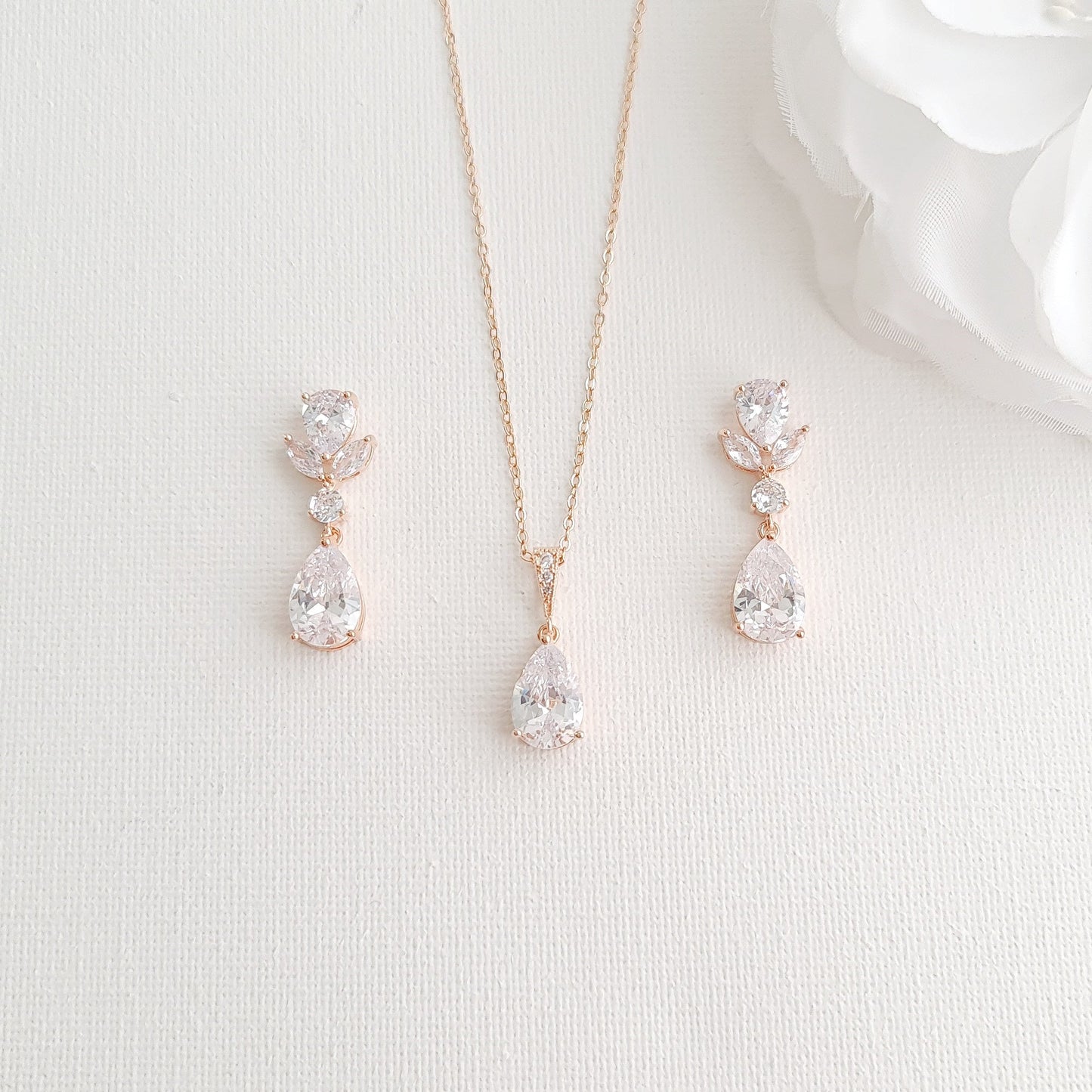 Yellow Gold Earrings Necklace and Bracelet Set for Wedding-Nicole