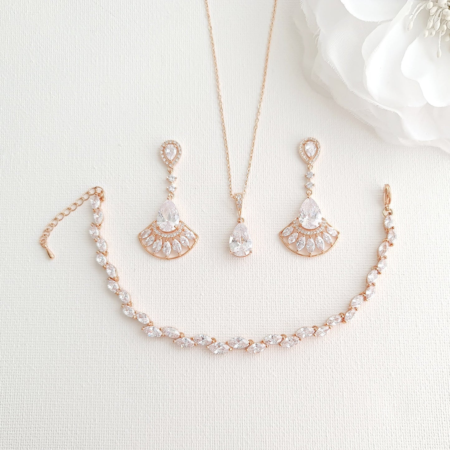 Special Occasion Earrings Necklace Bracelet Jewellery Set-Ilana