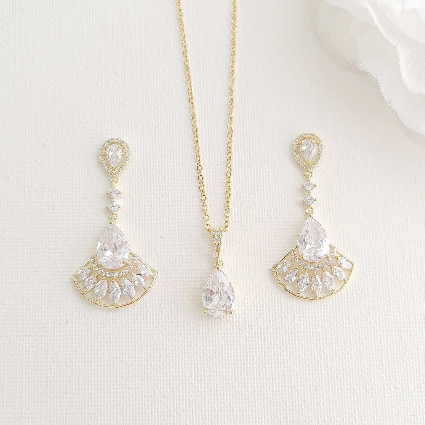 Special Occasion Earrings Necklace Bracelet Jewellery Set-Ilana