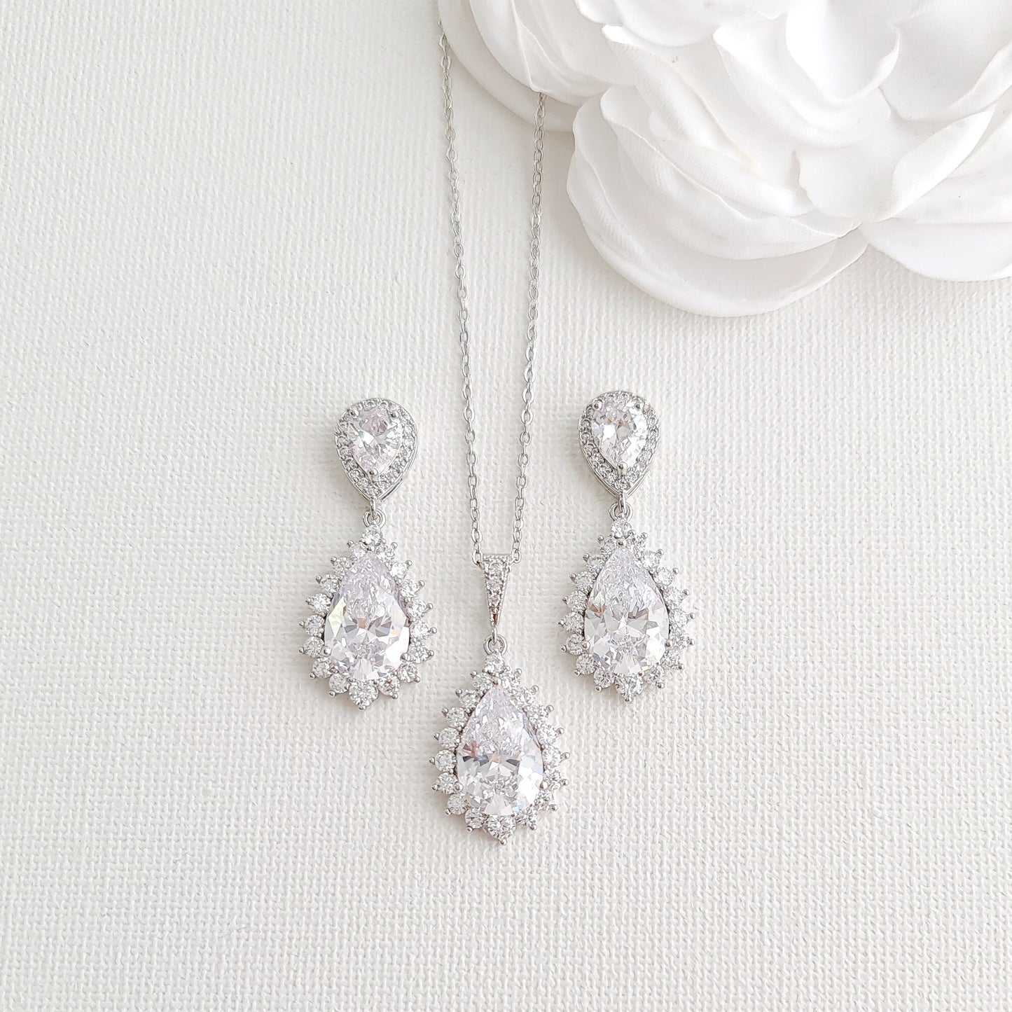 Wedding Jewellery Set in Rose Gold and Crystals-Raya