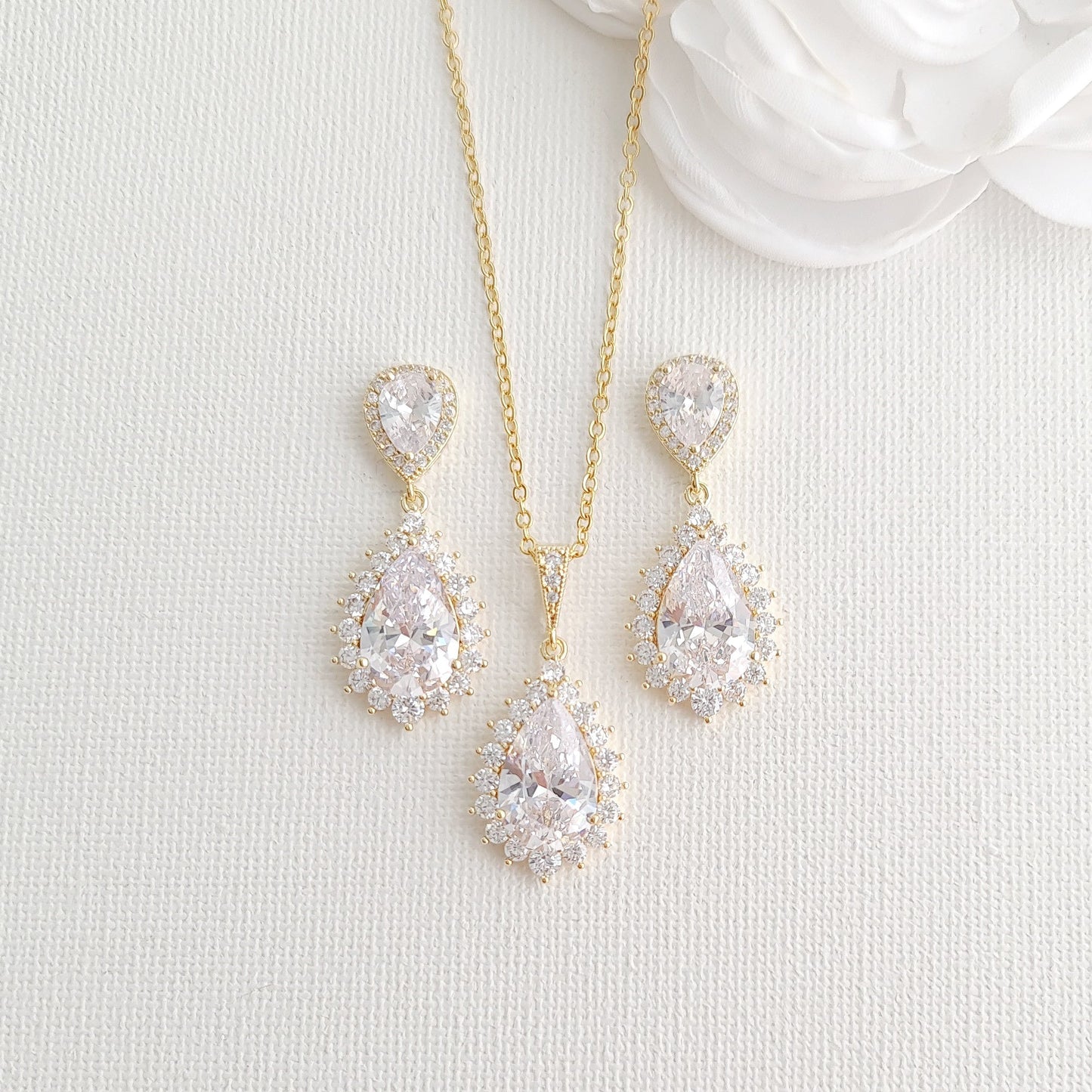 Gold Jewellery Set for Brides in Cubic Zirconia-Raya