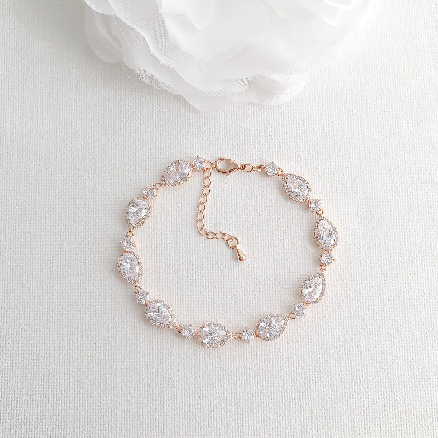 Wedding Jewellery Set in Rose Gold and Crystals-Raya
