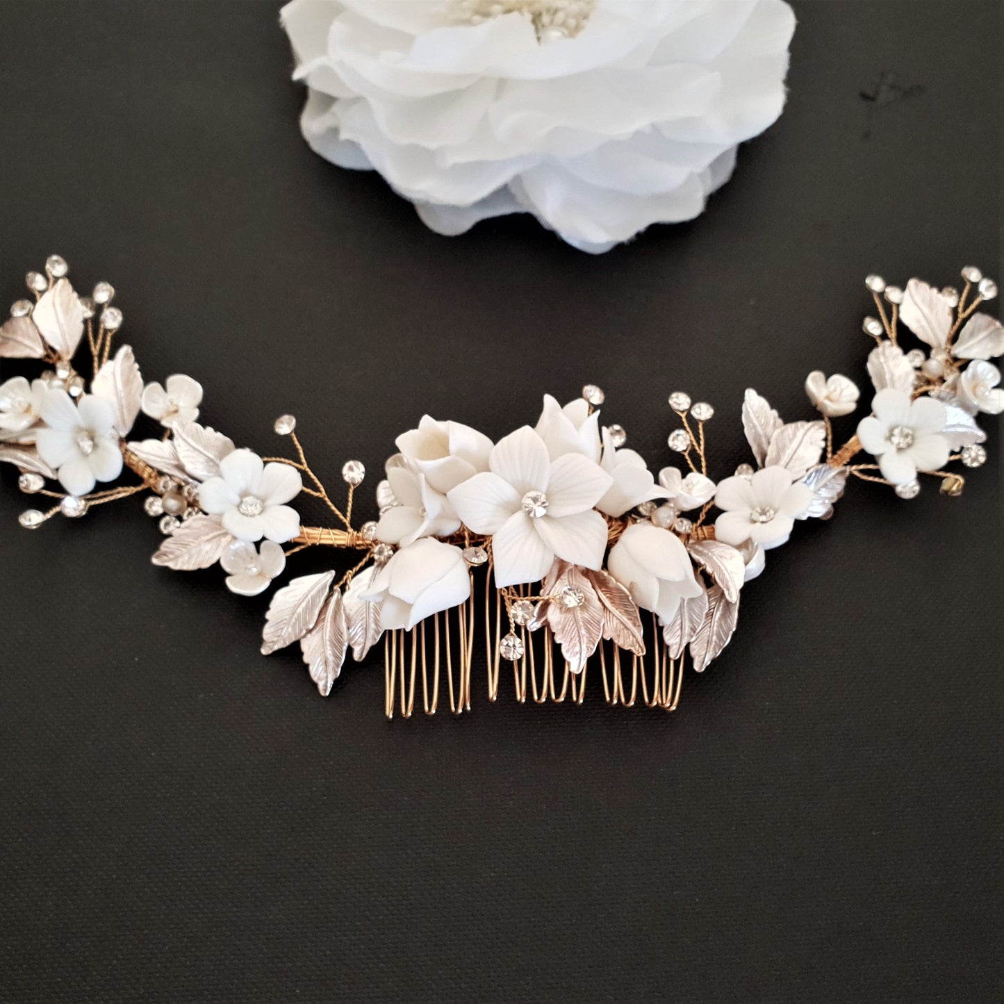 Gold Flower Hair Comb for Weddings -Daffodil