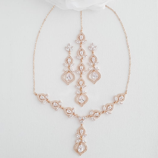 Rose Gold Wedding Day Jewellery Set for Brides-Meghan