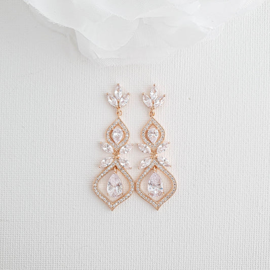 Rose Gold Wedding Day Jewellery Set for Brides-Meghan