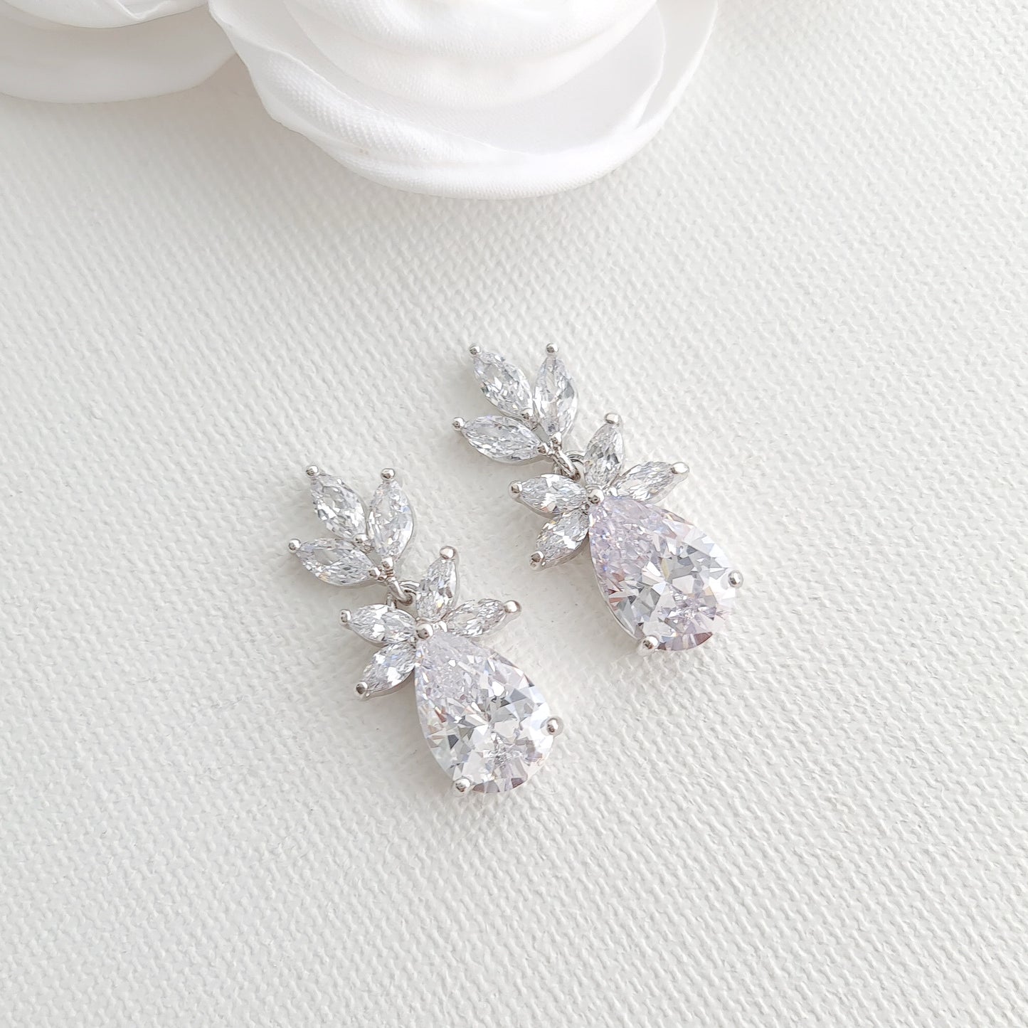 Leaf and Drop Earrings For Weddings-Stella