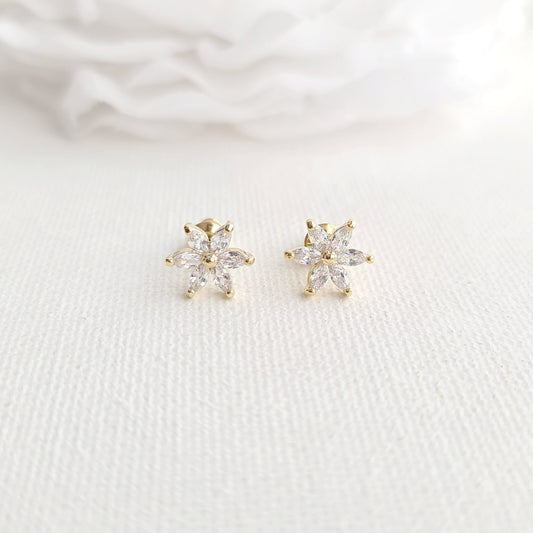 Sparkling Flower Stud Earrings-Trisha