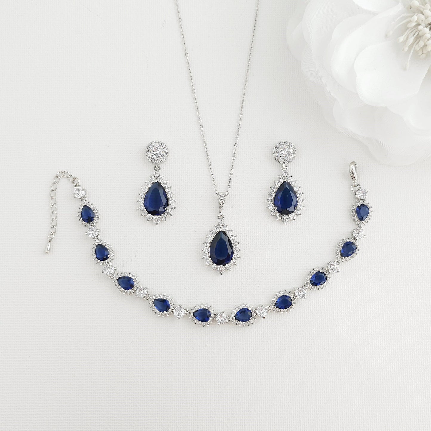 Sapphire Blue Cubic Zirconia Jewellery Set-AOI