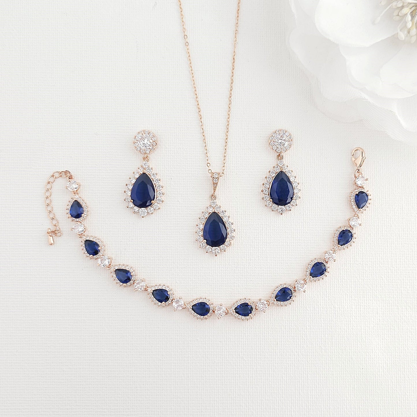 Sapphire Blue Cubic Zirconia Jewellery Set-AOI