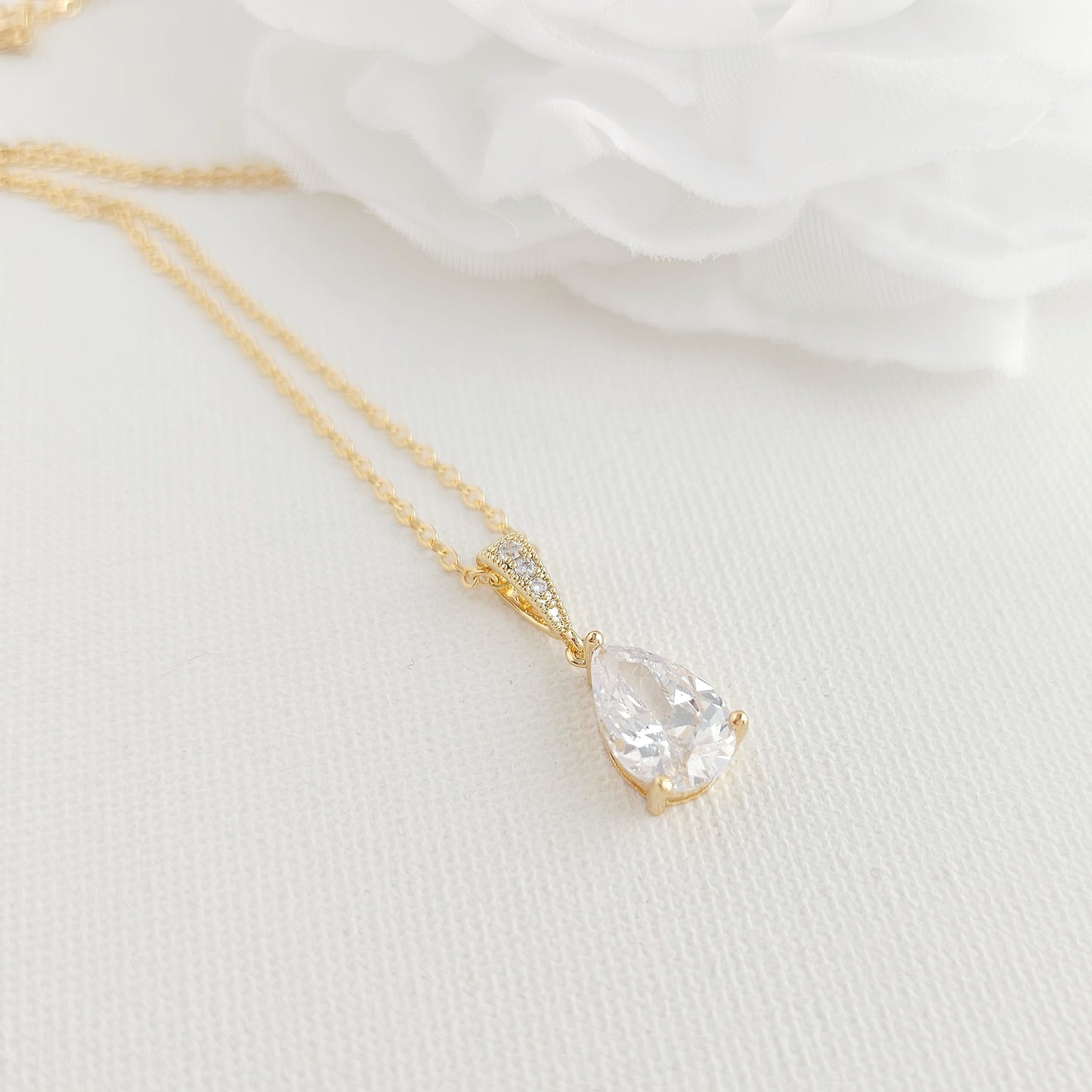 Teardrop Necklace in Rose Gold for Weddings & Occasions-Nicole