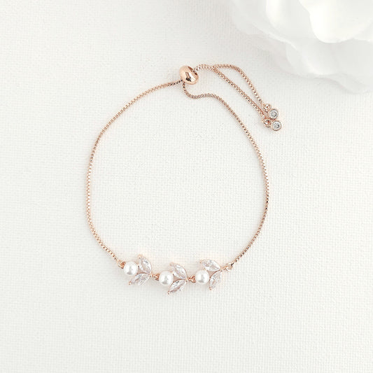 Dainty Rose Gold Bracelet for Brides and Bridemaids- Liela