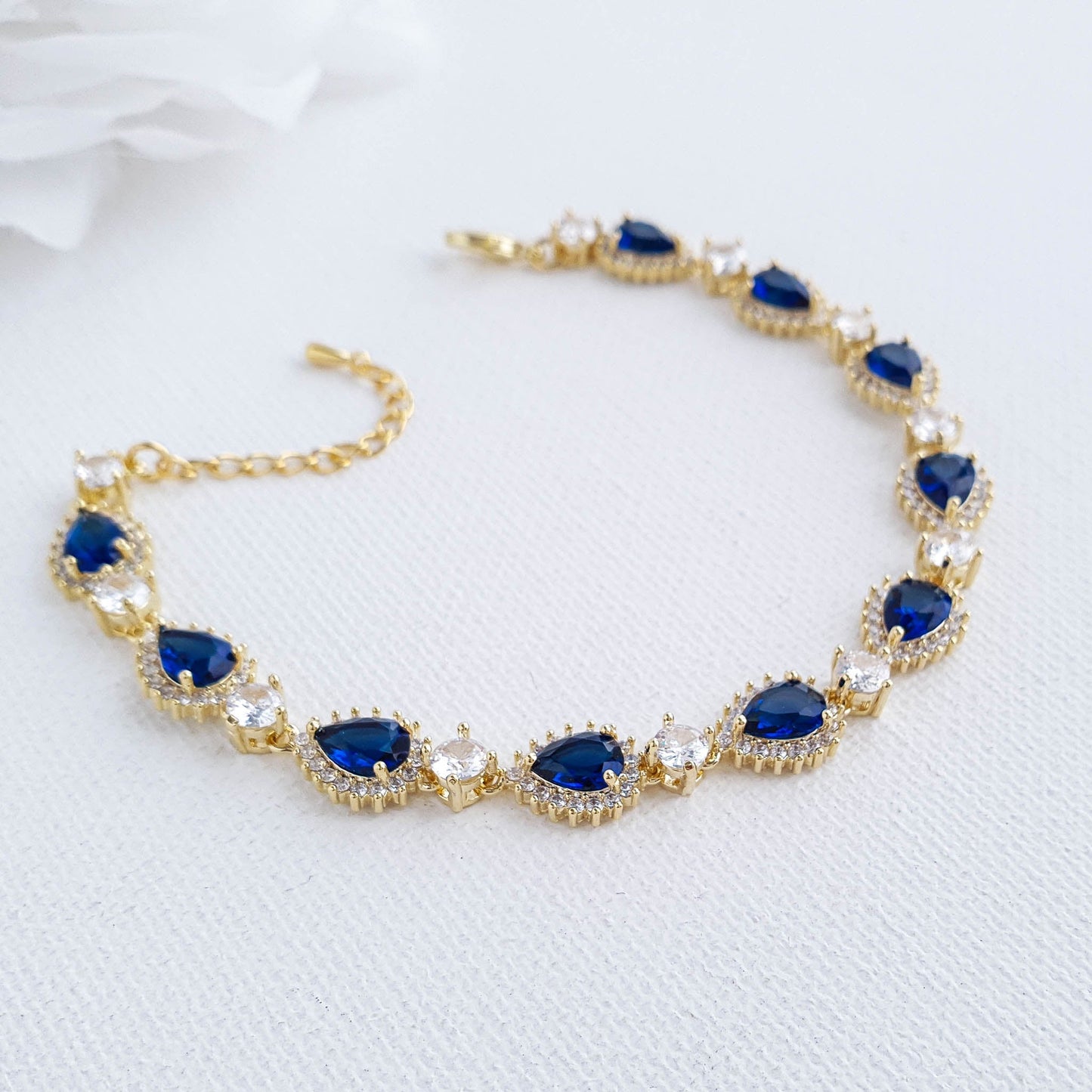 Gold Bracelet with Blue Stones-AOI