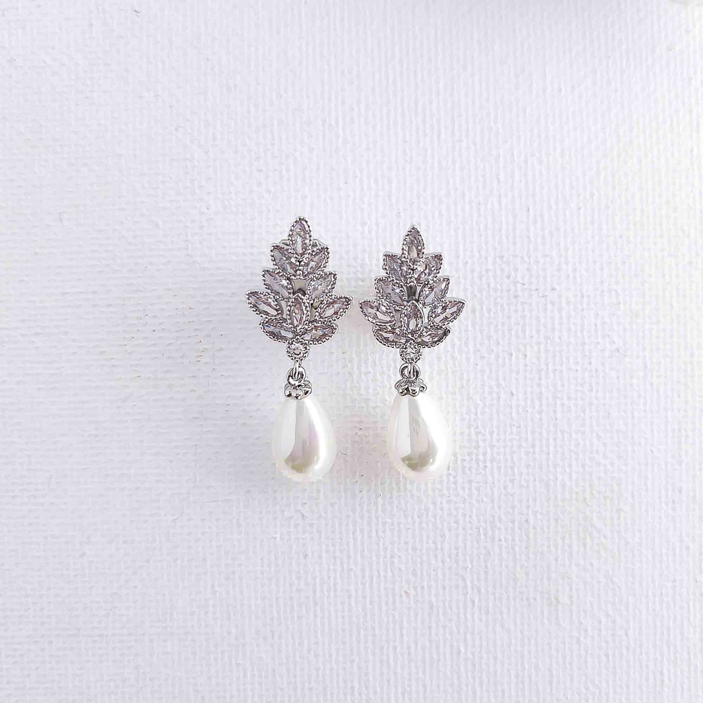 Wedding Clip on Earrings with Teardrop Pearls-Becca