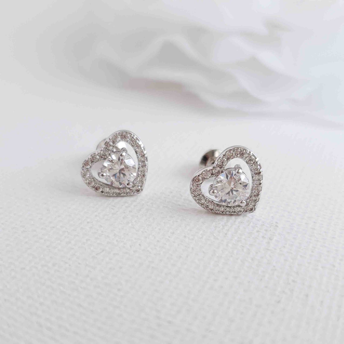 Heart Earring in Cubic Zirconia- Brenda