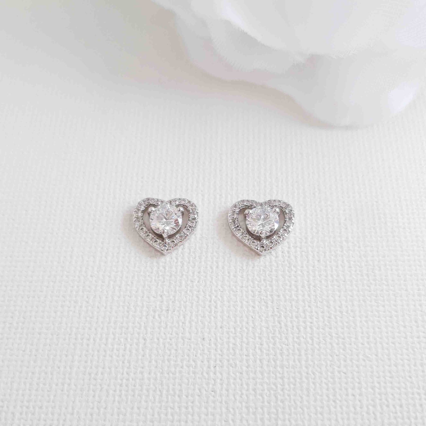 Heart Earring in Cubic Zirconia- Brenda