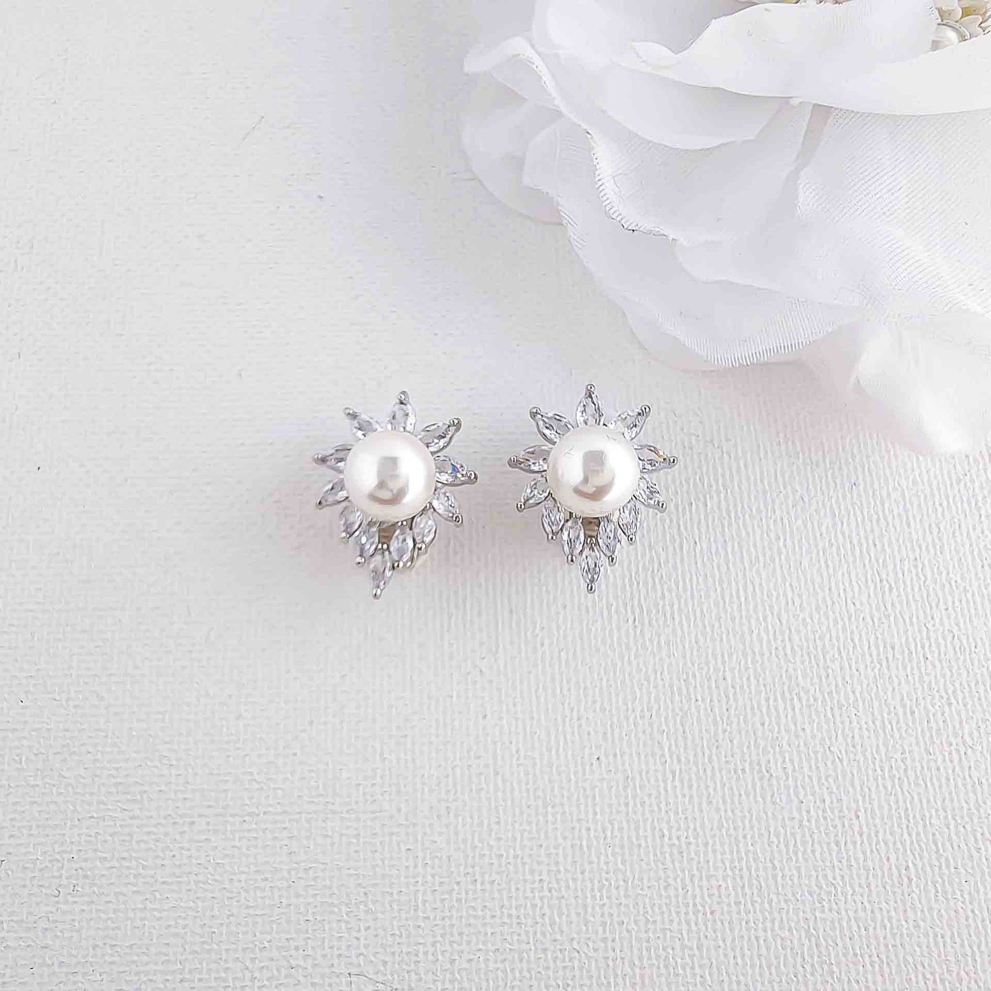 Pearl Stud Clip On Earrings-Caroline