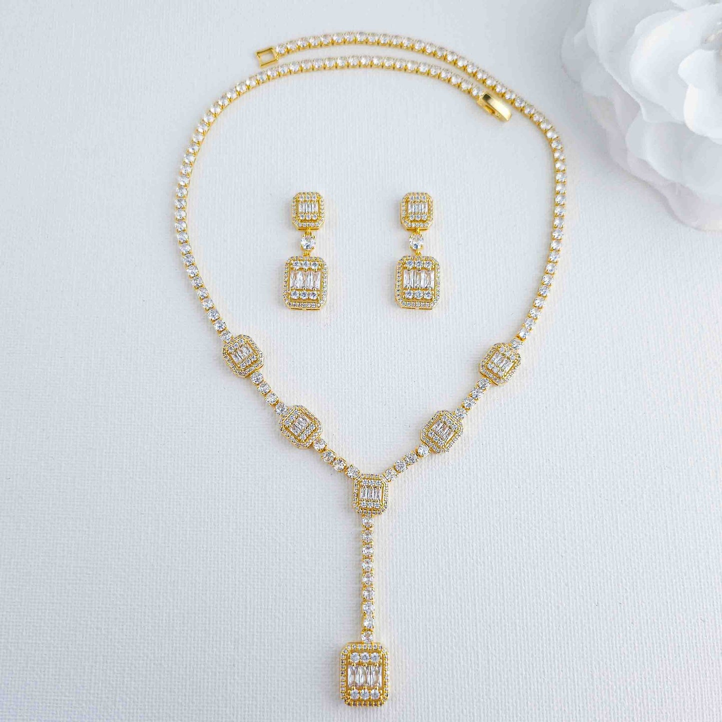 Classic Necklace Set with Earrings for Wedding-Edith