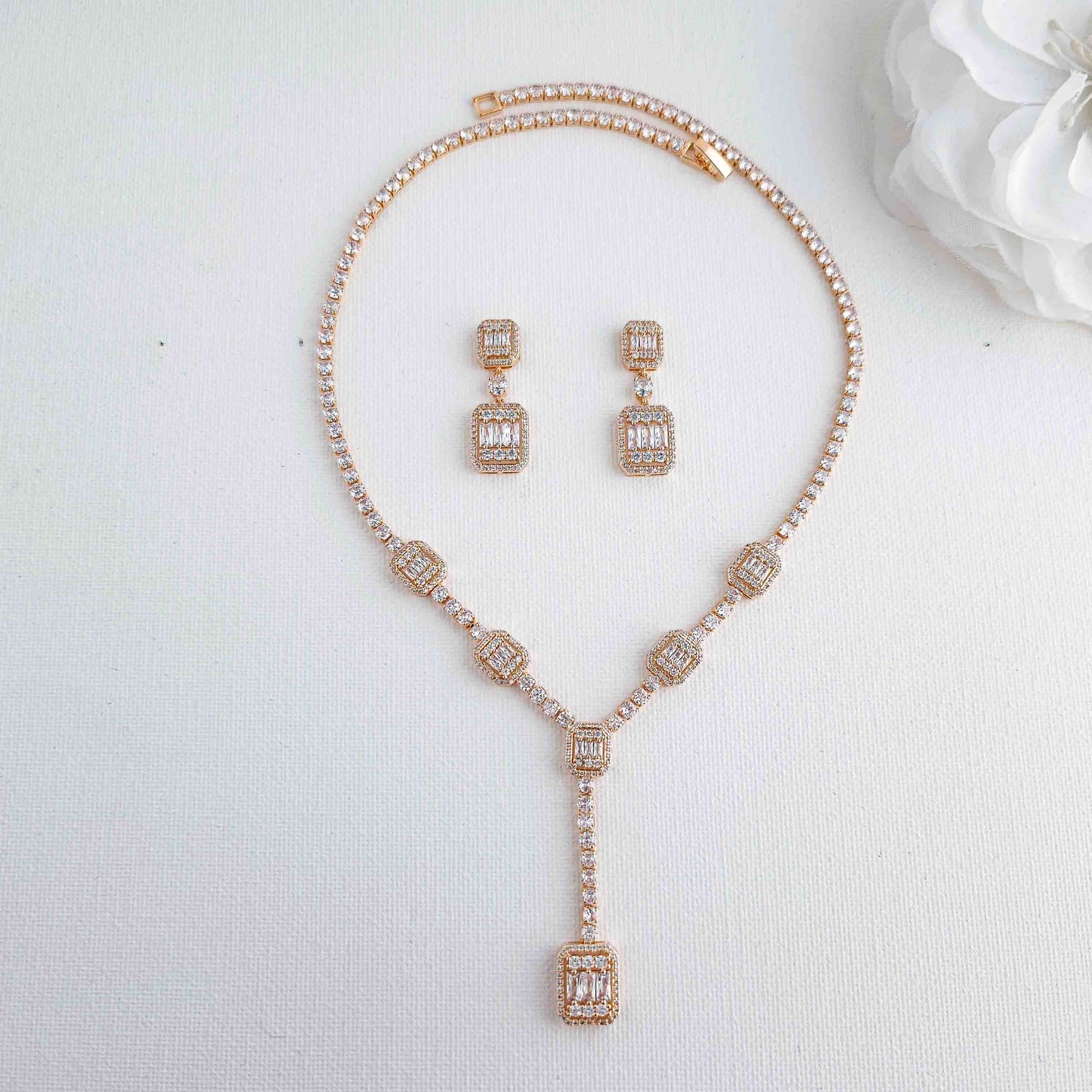 Classic Necklace Set with Earrings for Wedding-Edith