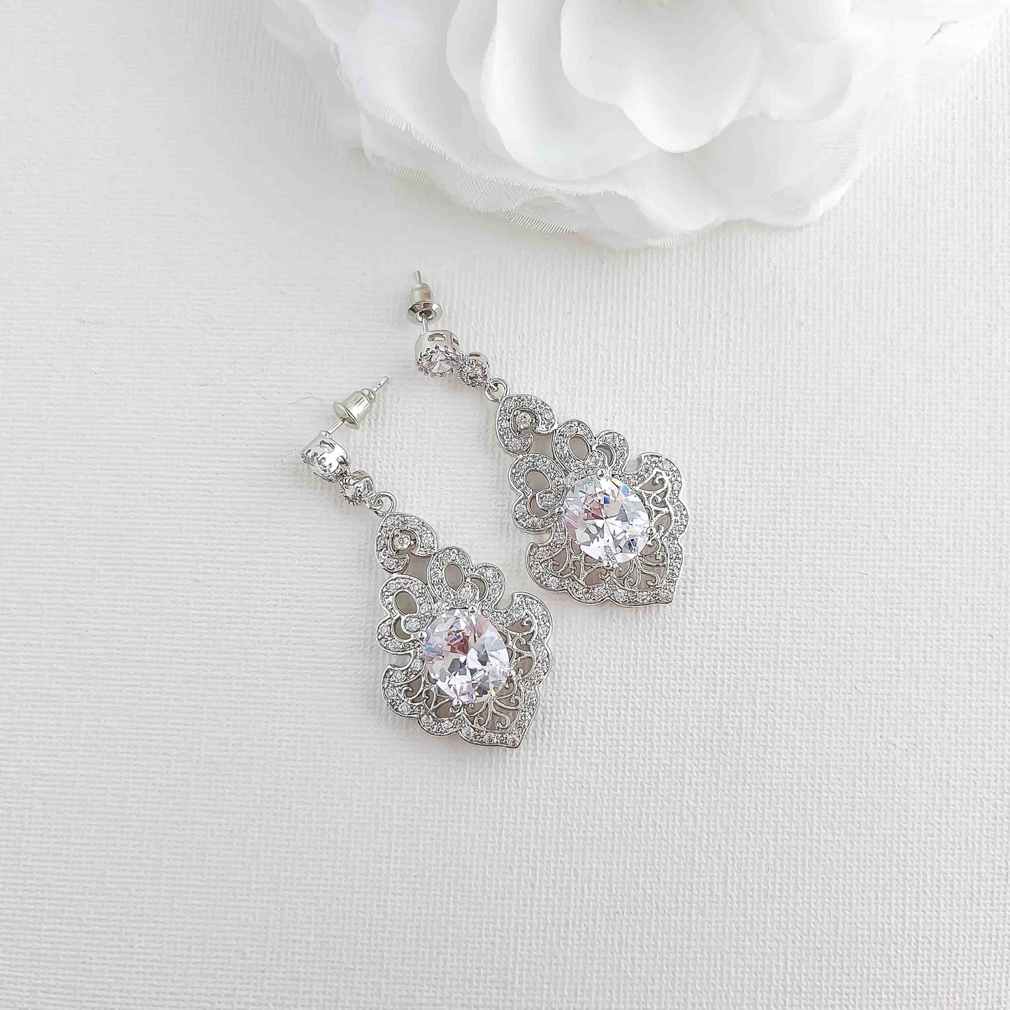 Vintage Drop Earrings for Brides-Eloise