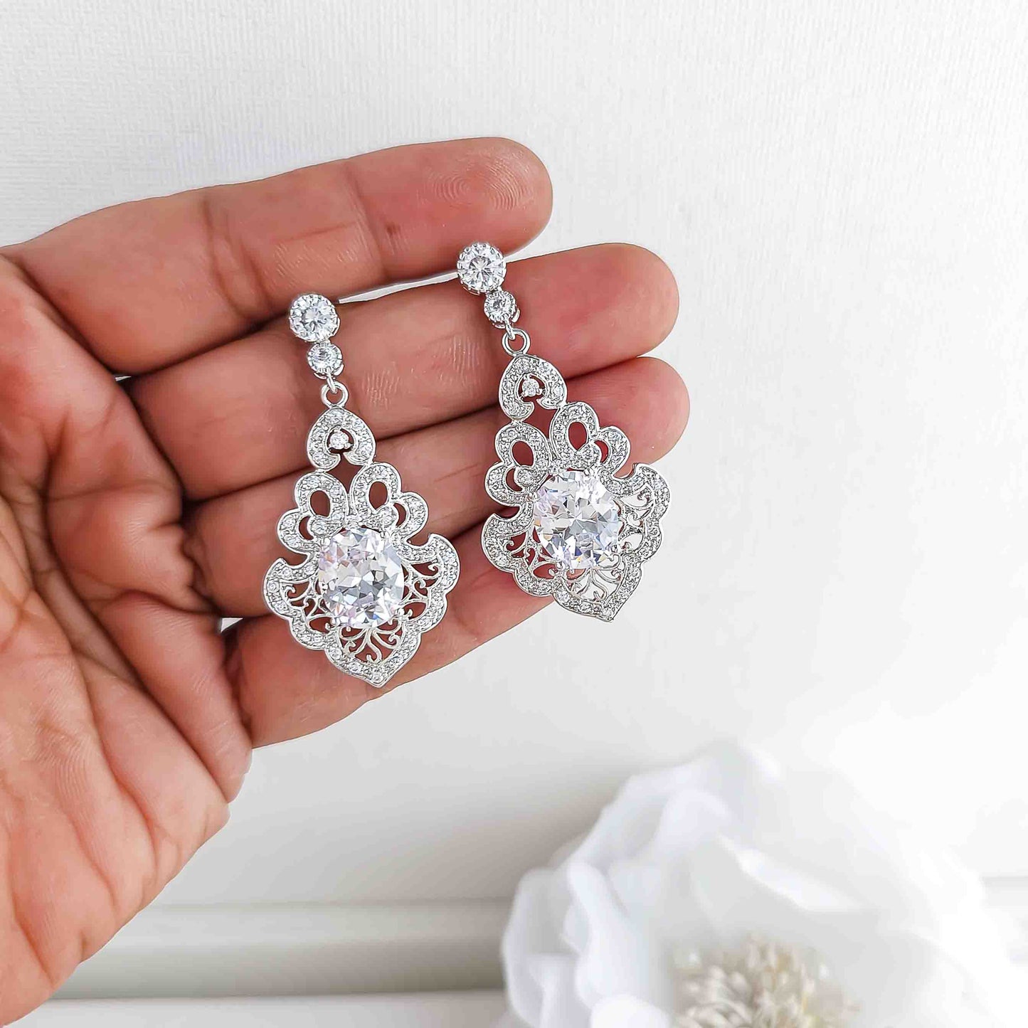 Vintage Drop Earrings for Brides-Eloise