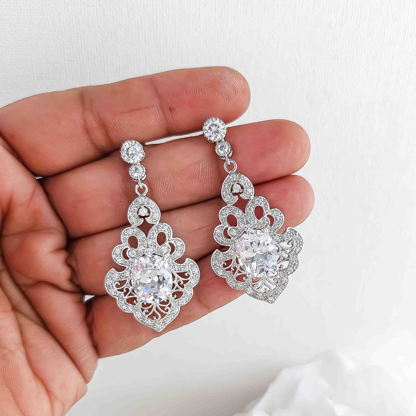 Vintage Drop Earrings for Brides-Eloise