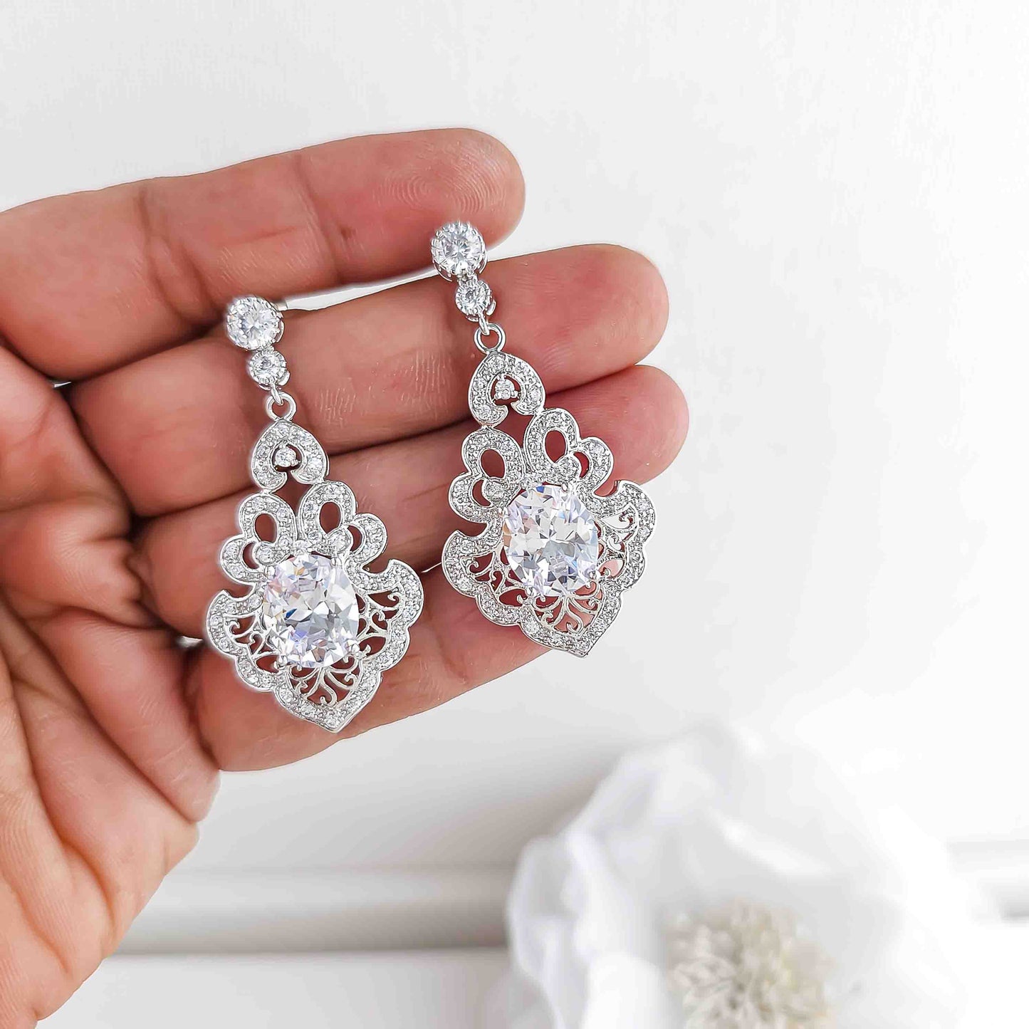 Vintage Drop Earrings for Brides-Eloise