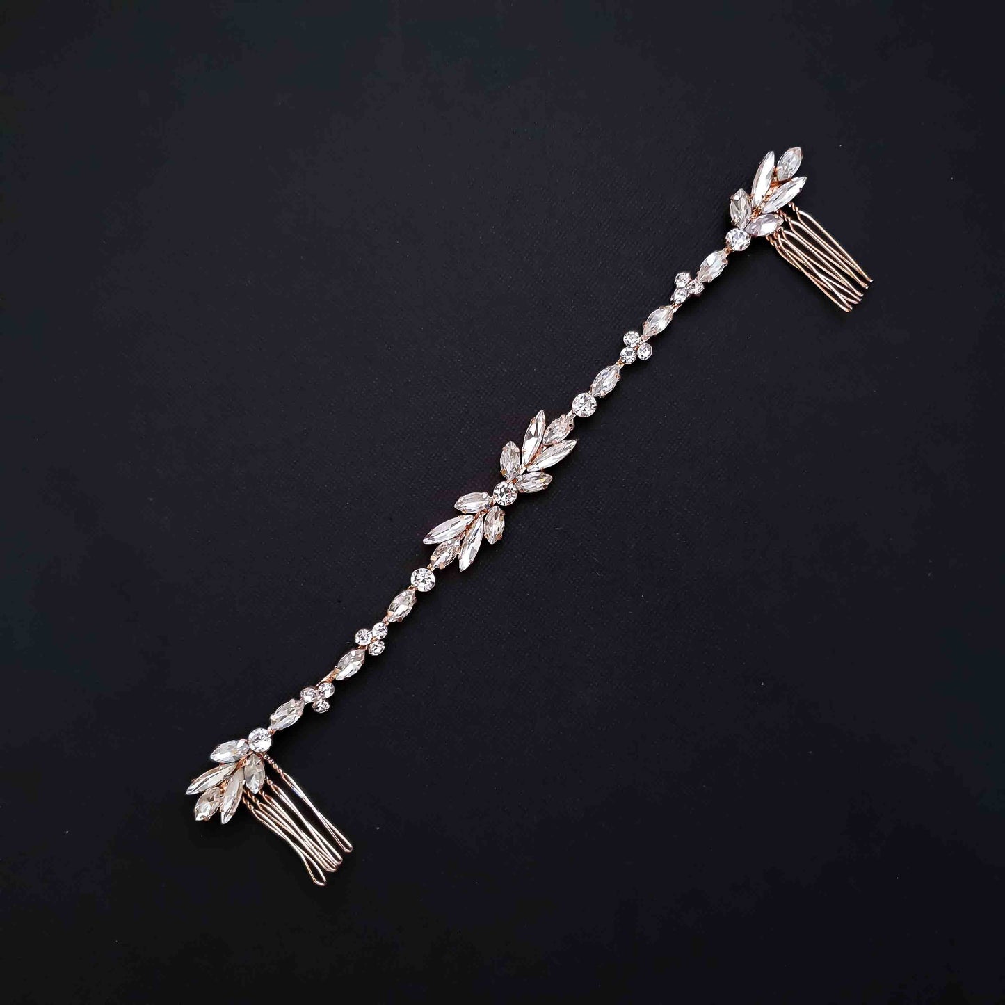 Thin Silver and Crystal Bridal Hairpiece -Haisley