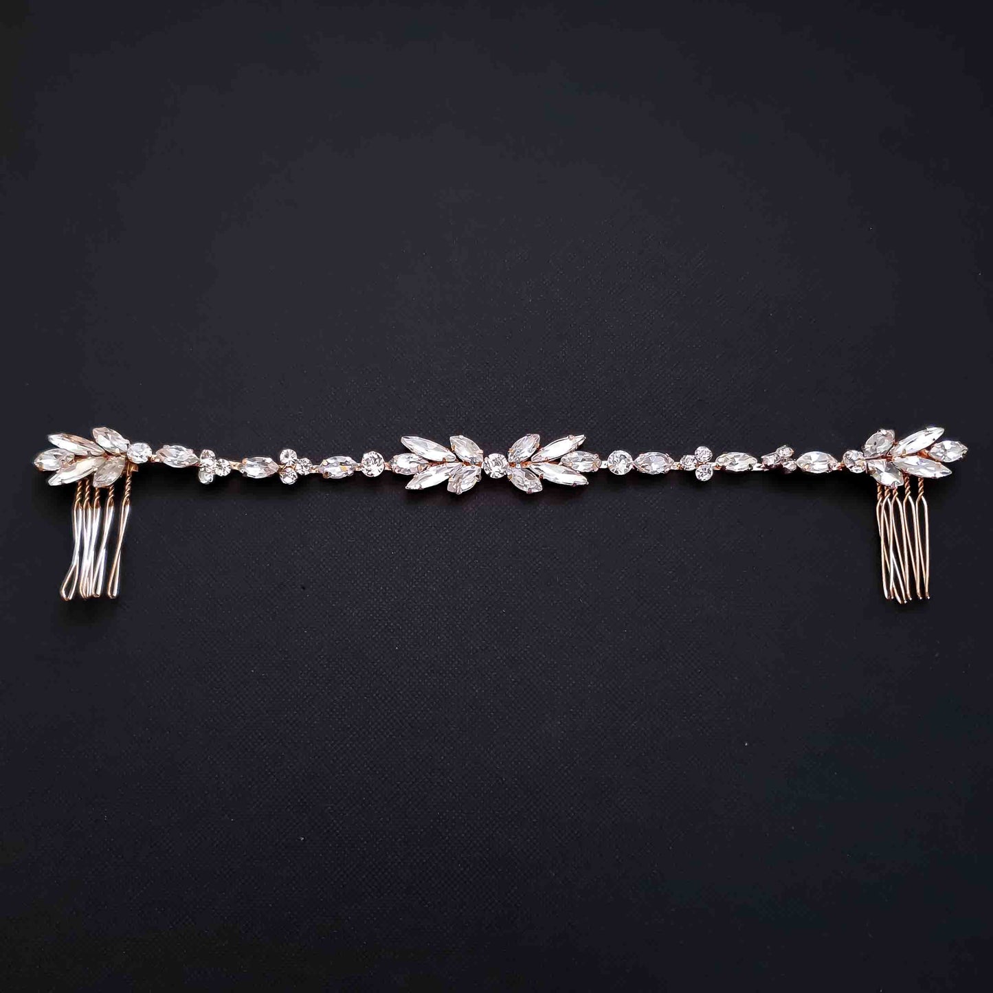 Thin Silver and Crystal Bridal Hairpiece -Haisley