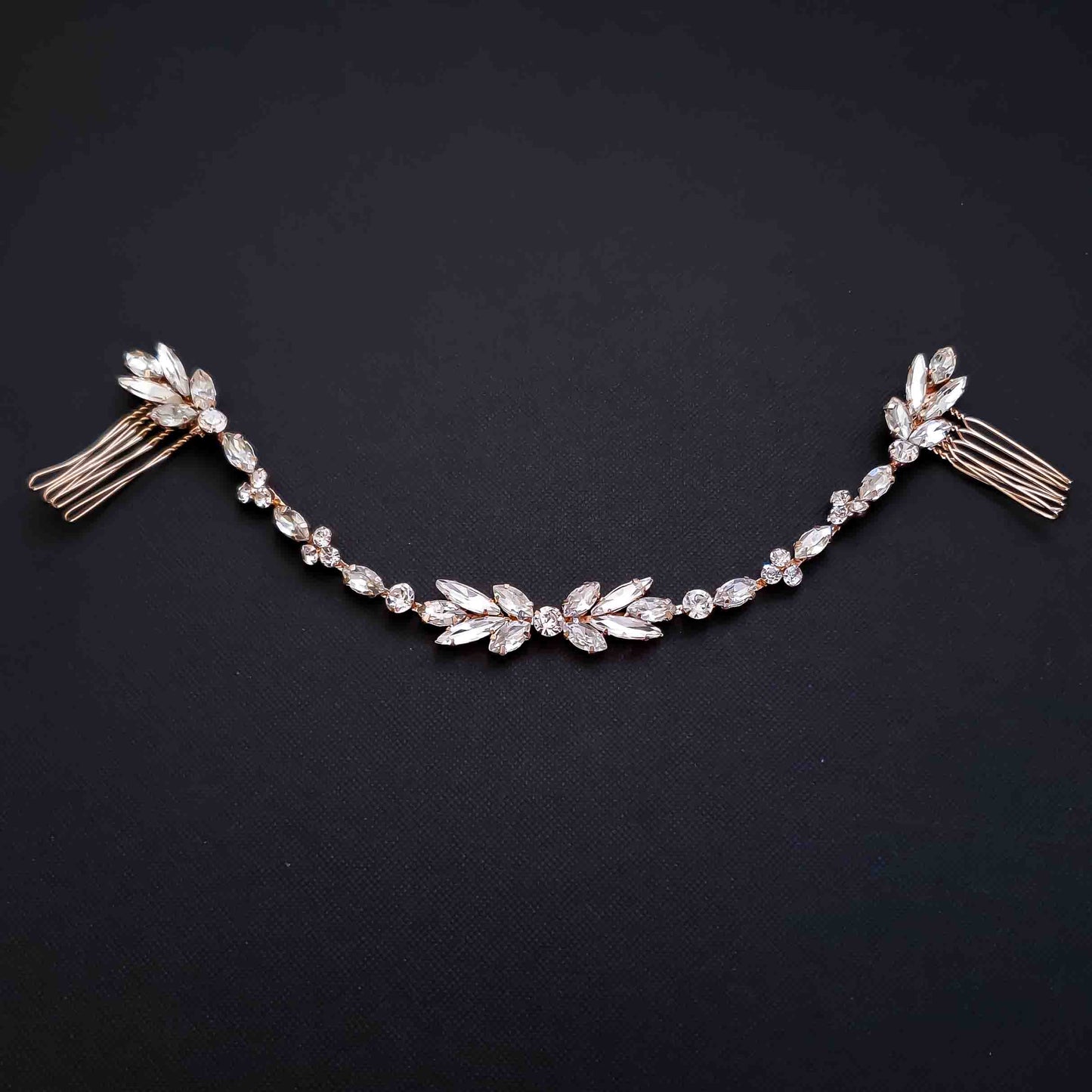 Thin Silver and Crystal Bridal Hairpiece -Haisley