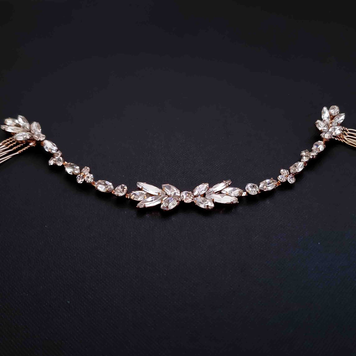 Thin Silver and Crystal Bridal Hairpiece -Haisley