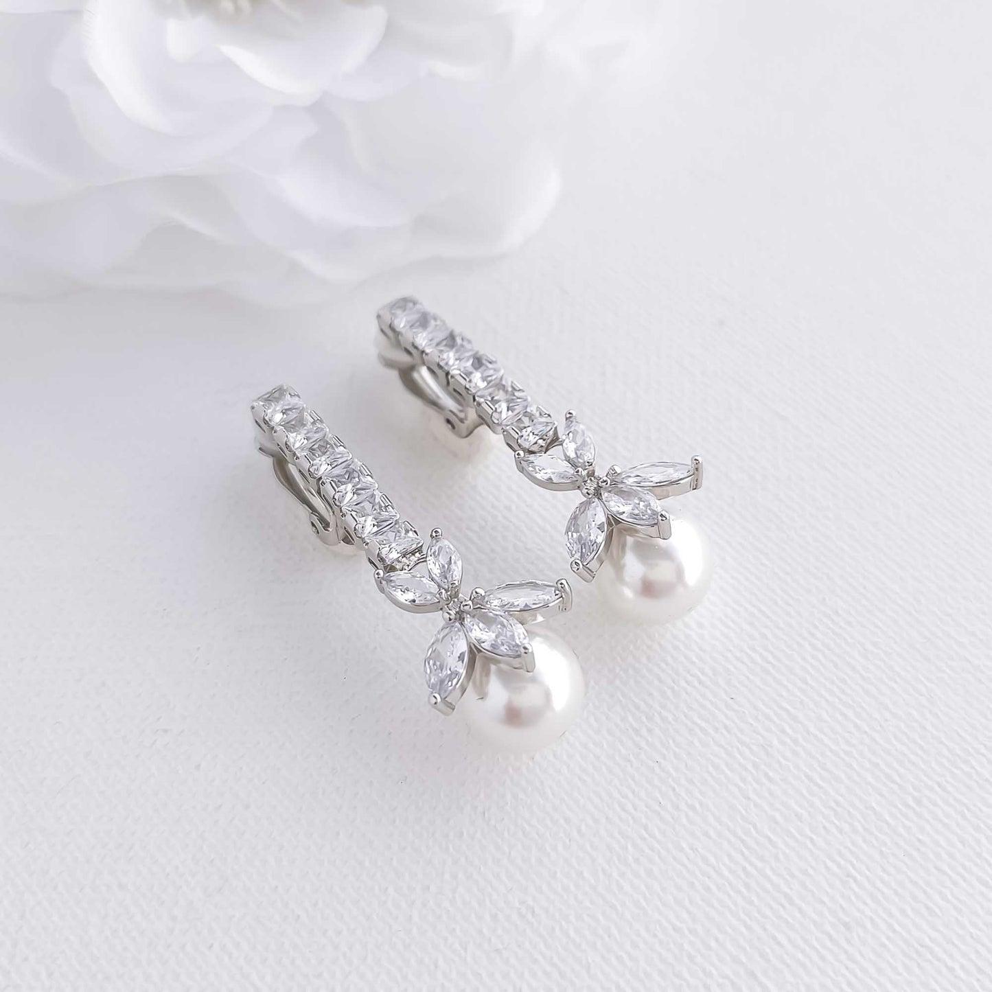 Pearl Drop Earrings with Clip On's-Jocelyn