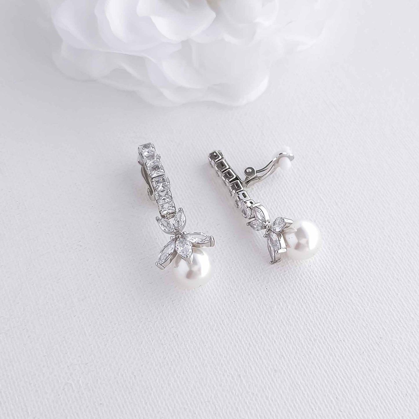 Pearl Drop Earrings with Clip On's-Jocelyn
