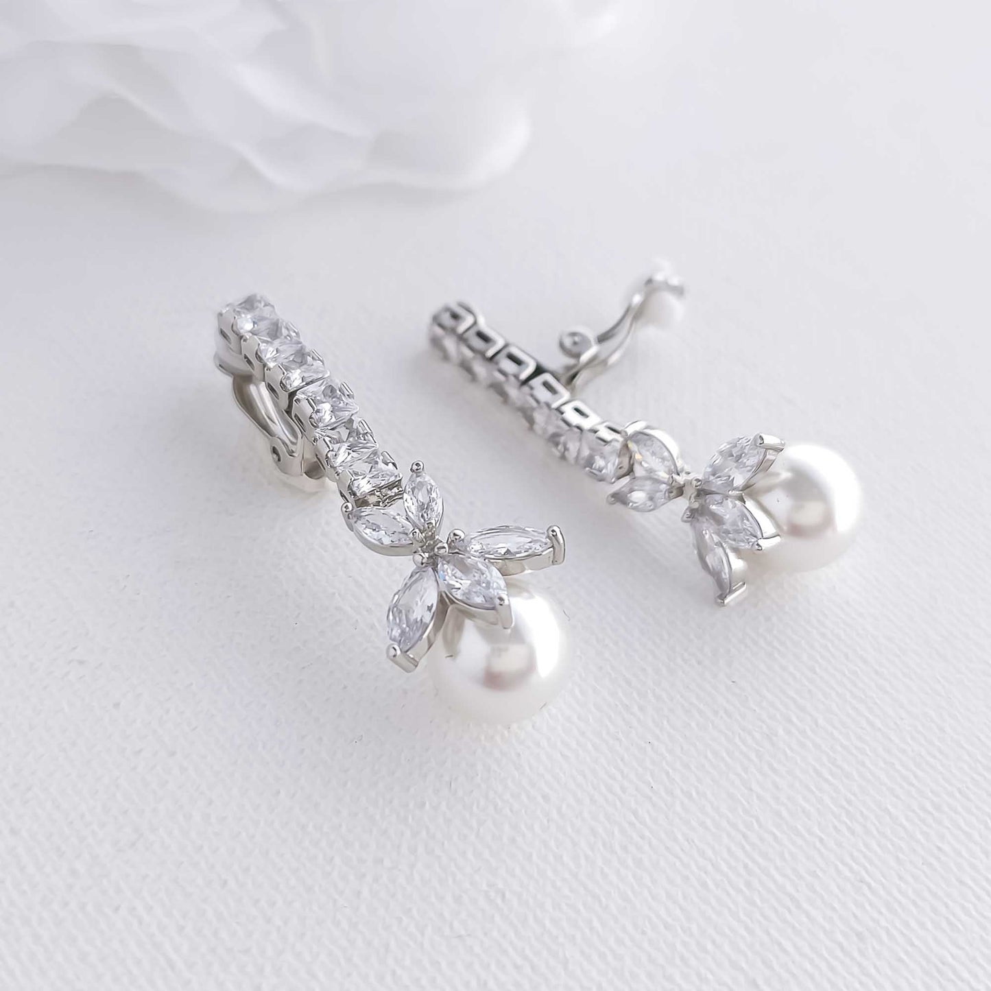 Pearl Drop Earrings with Clip On's-Jocelyn