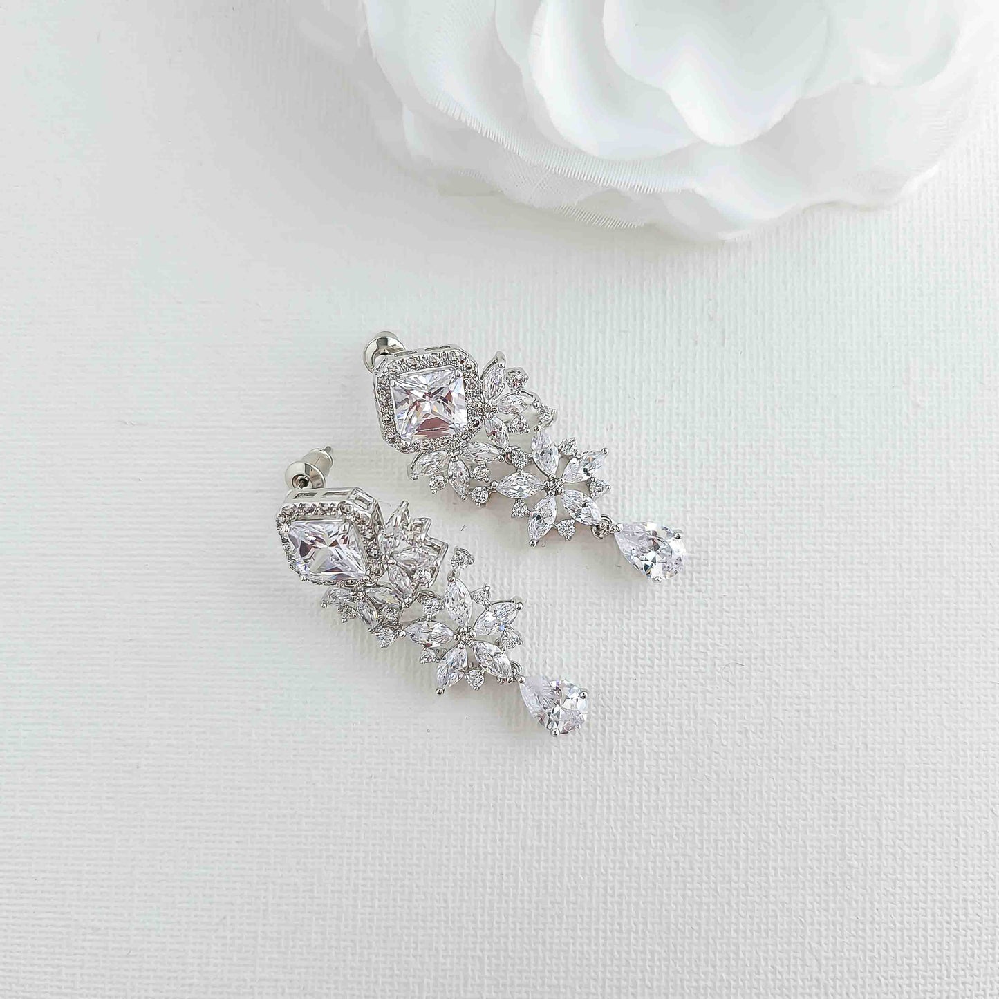 Drop Earrings and Bracelet Set for Wedding-Lacie