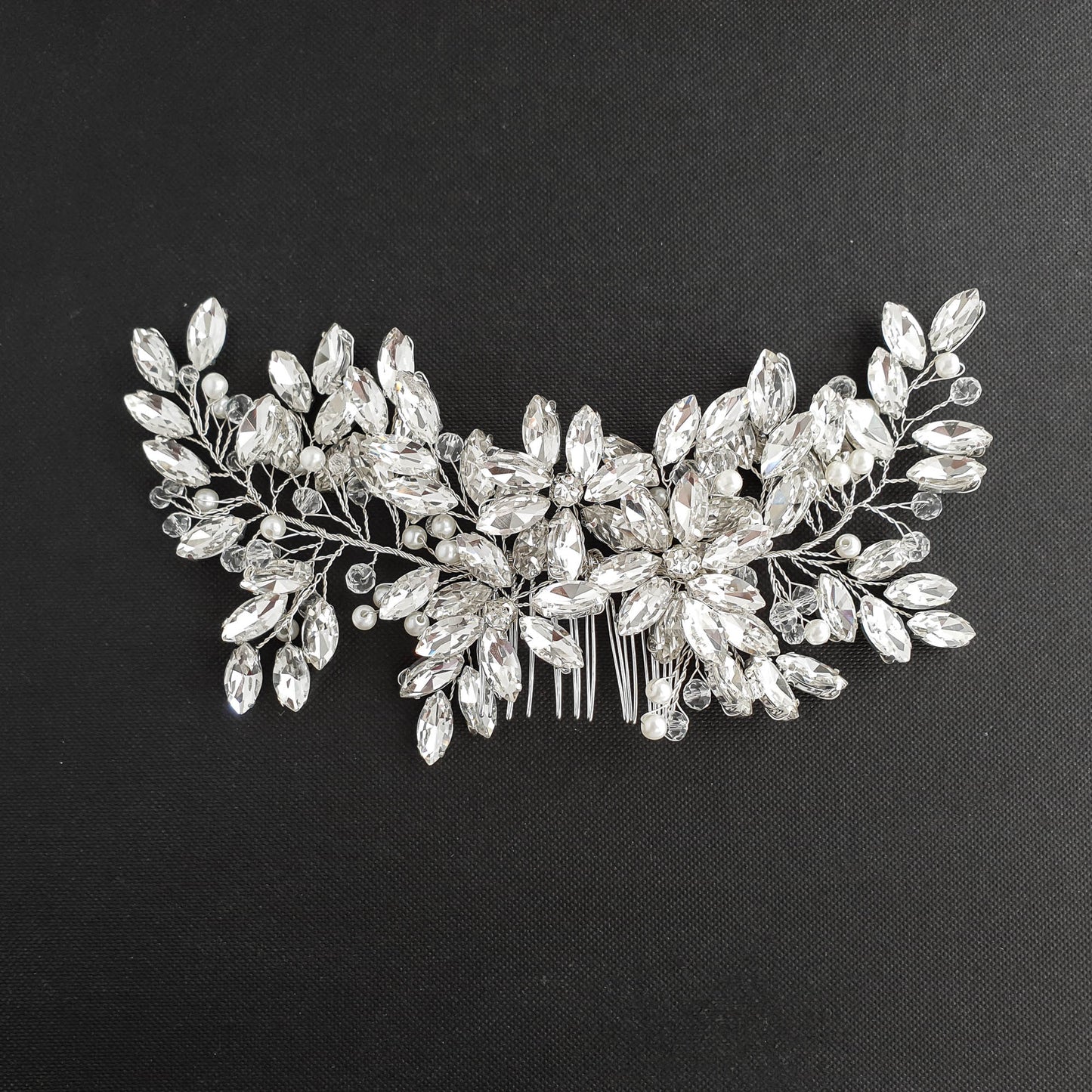Crystal Cluster Floral Hair Comb for Brides-Leana