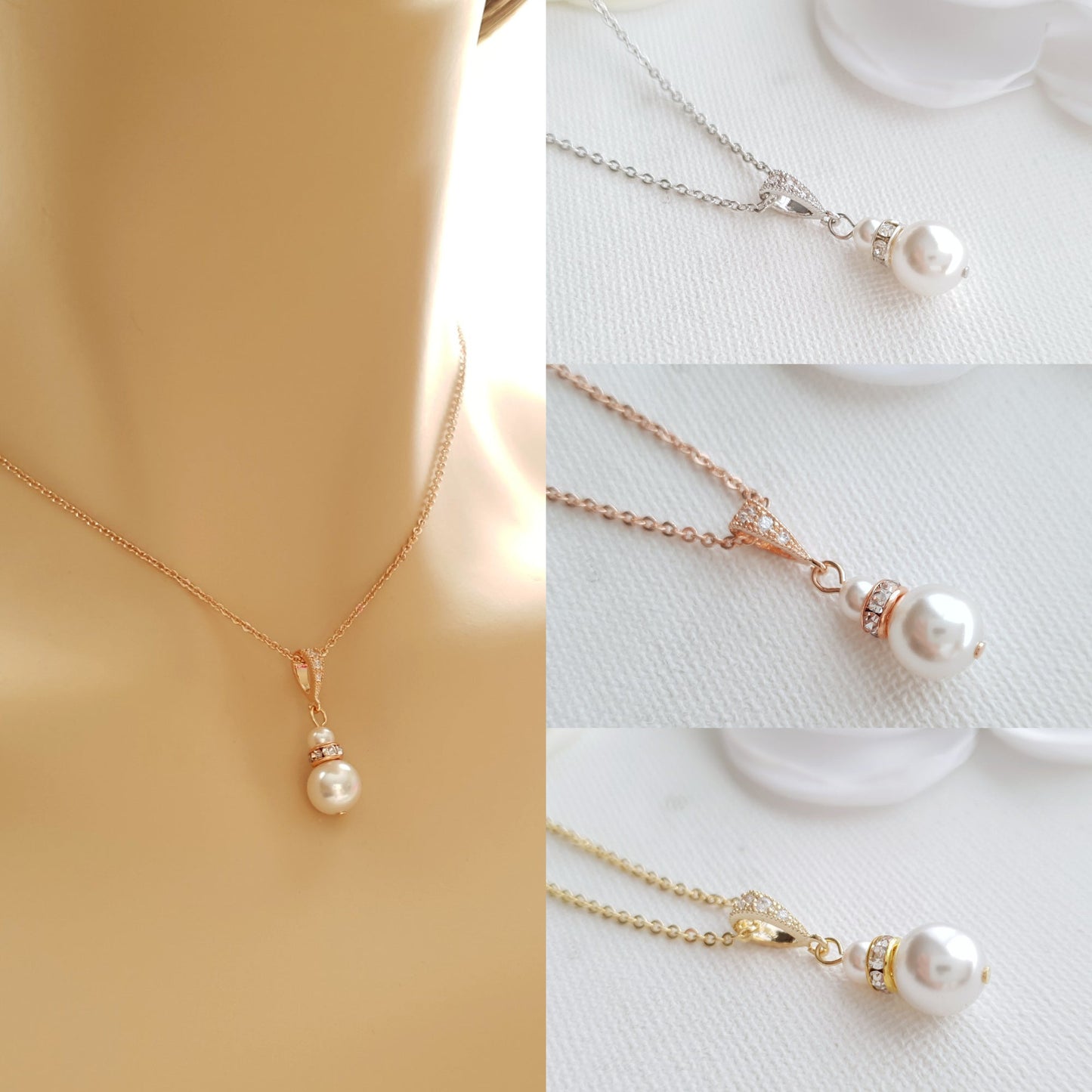 Pearl Jewellery Set in Gold for Brides and Bridesmaids-AVA