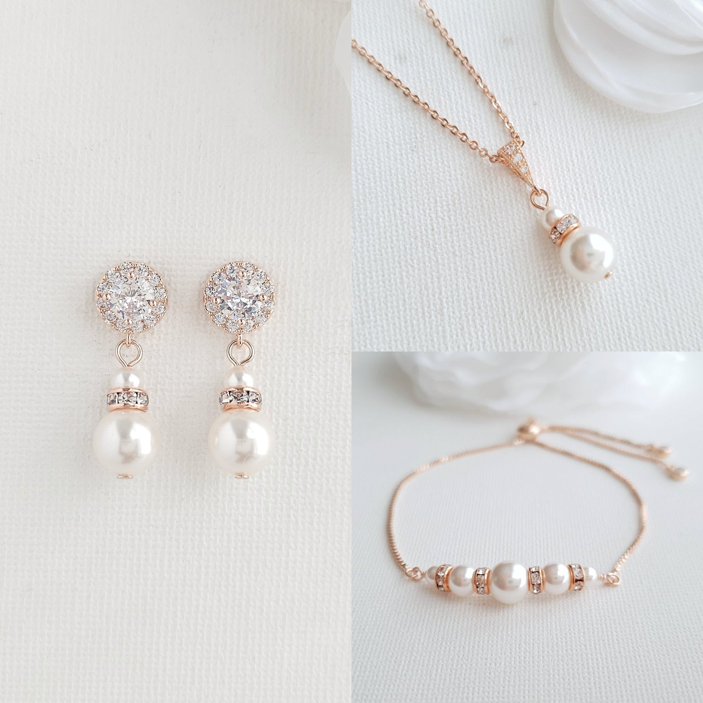 Pearl Jewellery Set in Gold for Brides and Bridesmaids-AVA