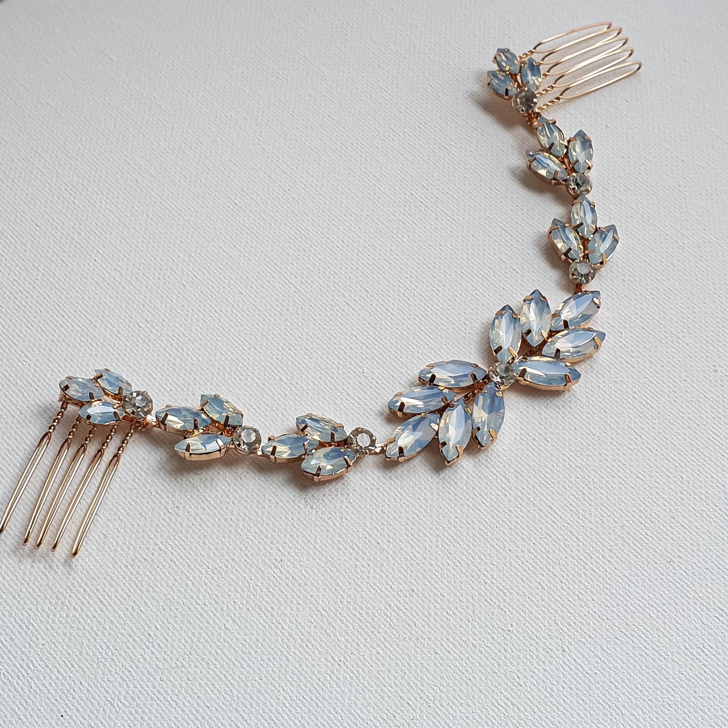 Blue Opal Bridal Headpiece in Rose Gold-Sea Holly