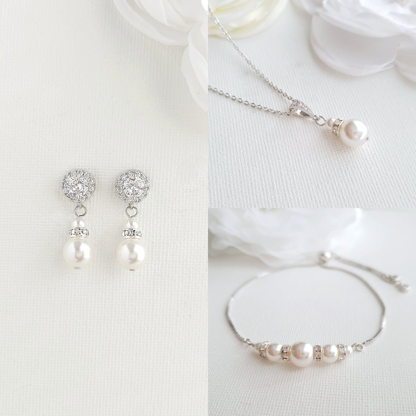 Pearl Jewellery Set in Gold for Brides and Bridesmaids-AVA