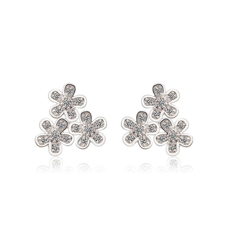 Silver Flower Stud Earrings-Charlotte