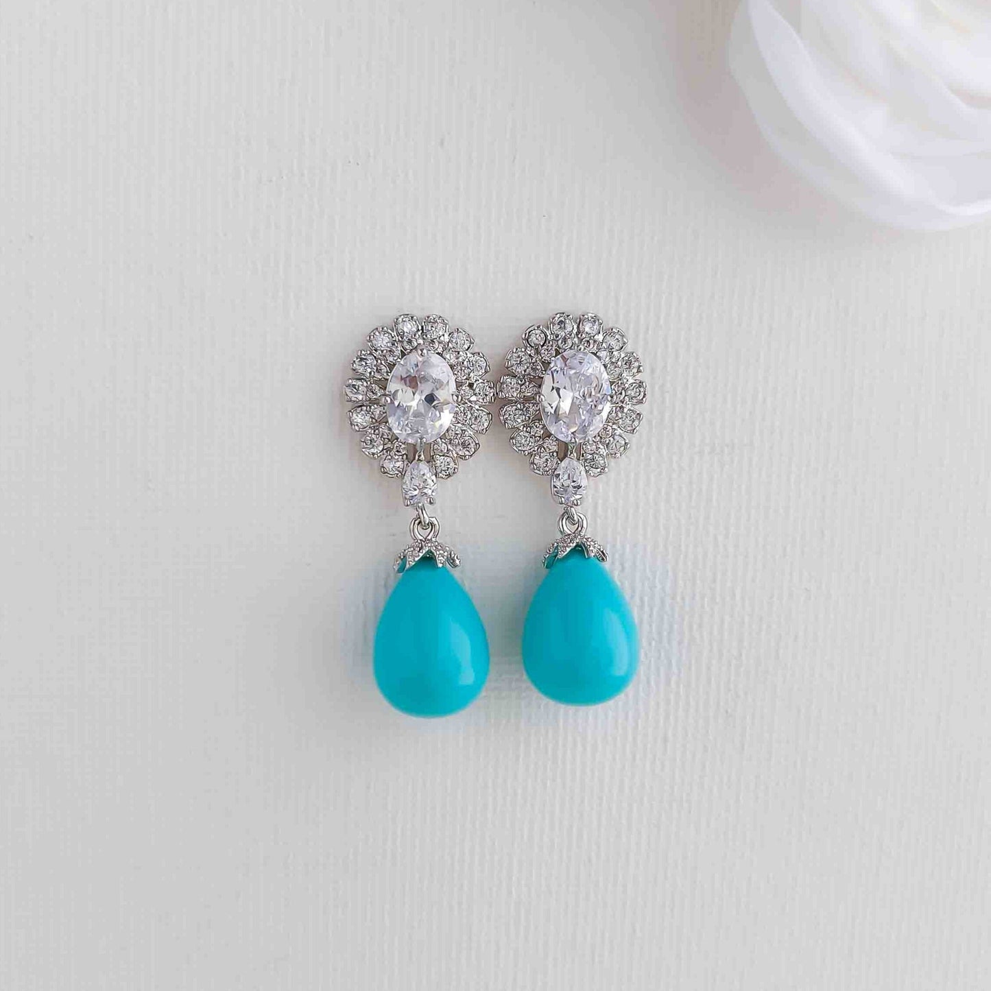 Blue Pearl Drop Earrings-Sophie