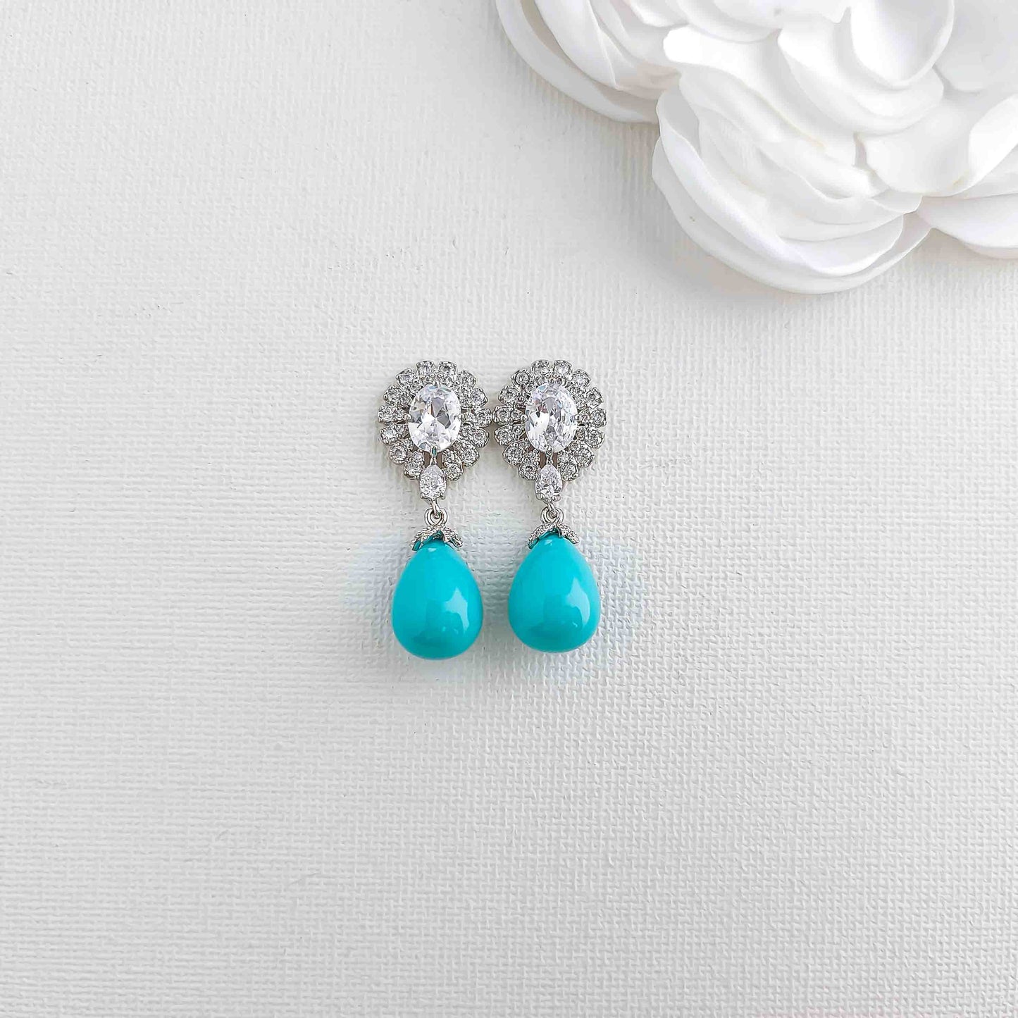 Blue Pearl Drop Earrings-Sophie