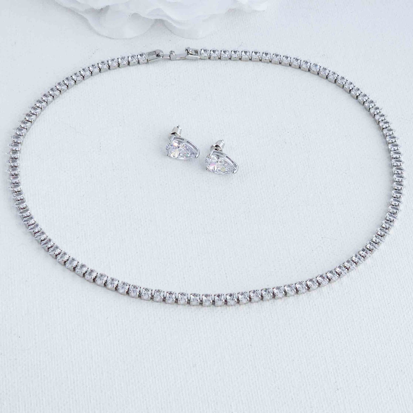 Small Teardrop Tennis Necklace-Tania